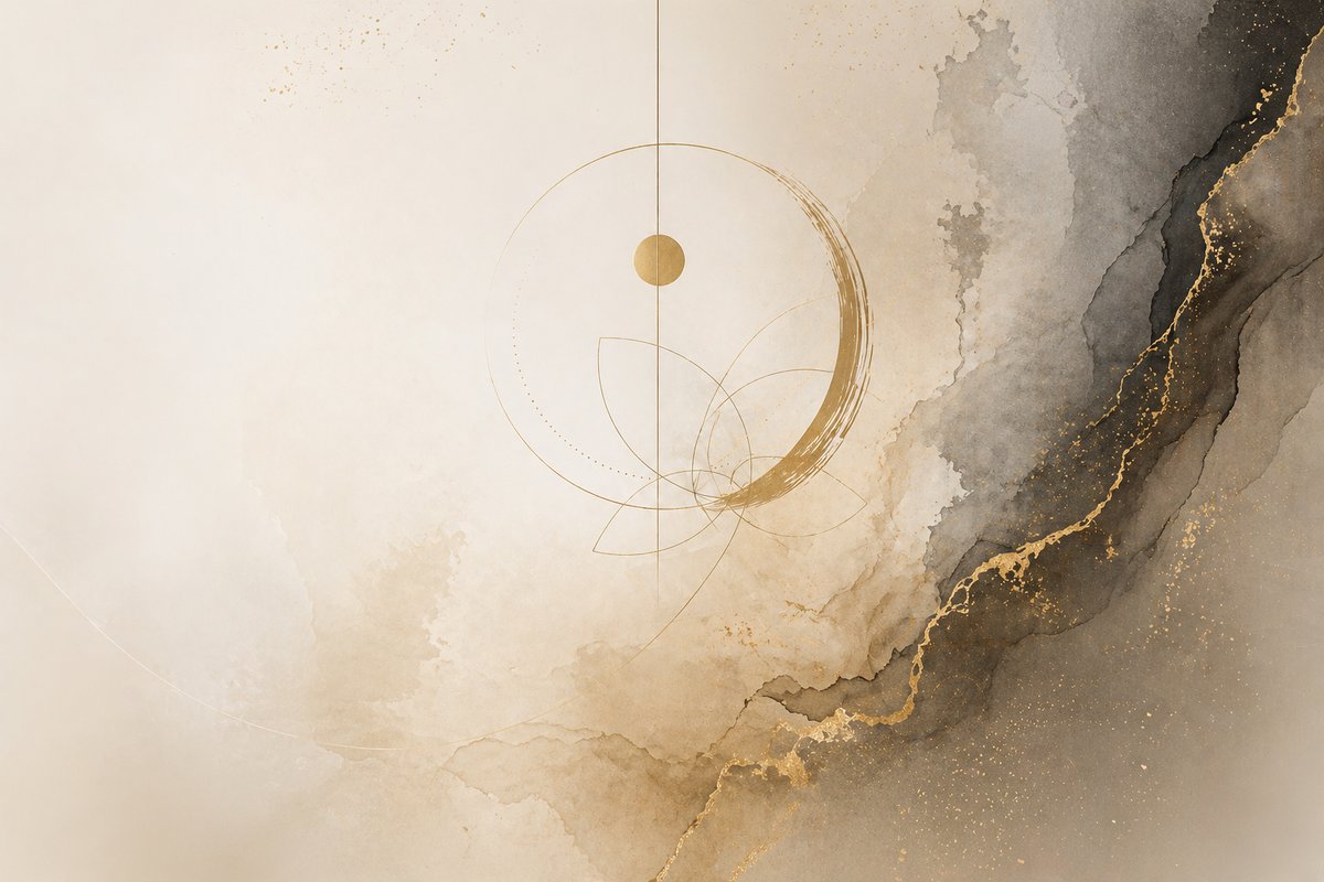 Gold ensō illustration, a Jungian symbol of wholeness and integration